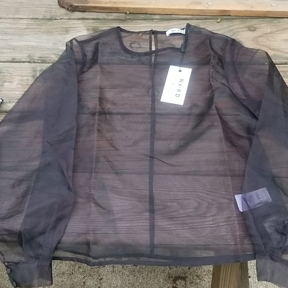 NA-KD LONG SLEEVE ORGANZA TOP